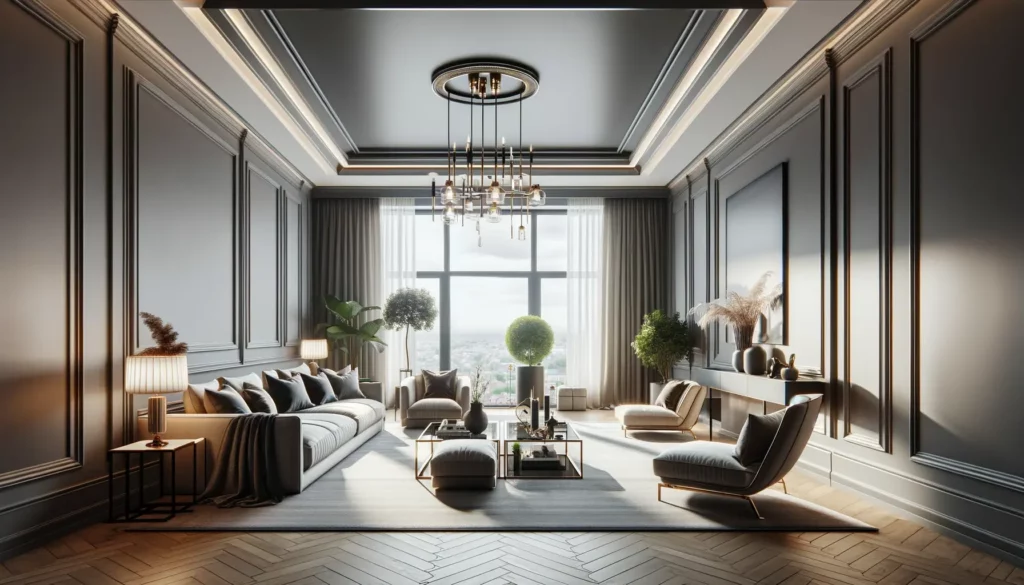 Elegant, freshly painted living room by JR Painting Ltd. in Kelowna, highlighting luxury interior painting and sophisticated design